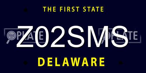 Z02SMS Delaware License Plate
