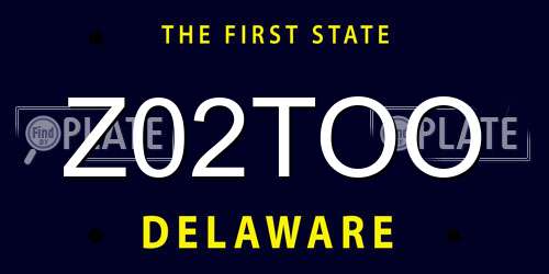 Z02TOO Delaware License Plate