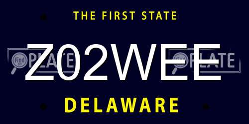 Z02WEE Delaware License Plate