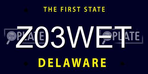 Z03WET Delaware License Plate