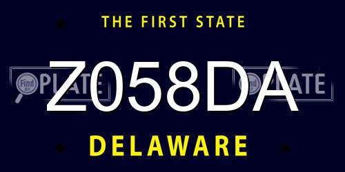 Z058DA Delaware License Plate
