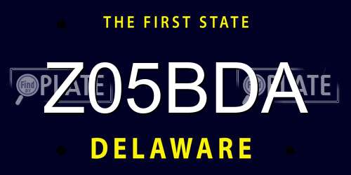 Z05BDA Delaware License Plate