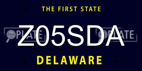 Z05SDA Delaware License Plate