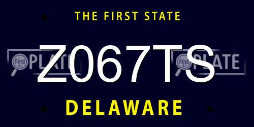 Z067TS Delaware License Plate