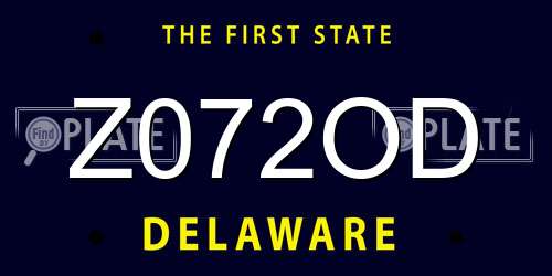 Z072OD Delaware License Plate
