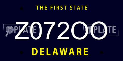 Z072OO Delaware License Plate