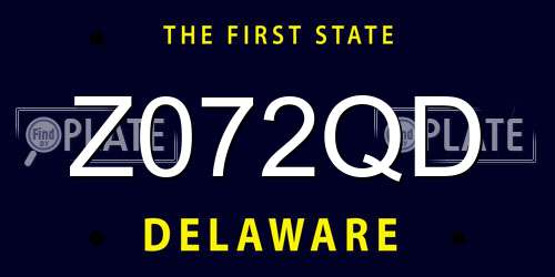 Z072QD Delaware License Plate