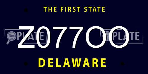 Z077OO Delaware License Plate