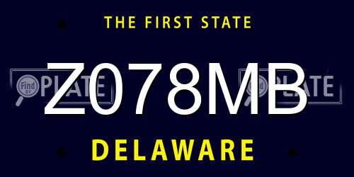 Z078MB Delaware License Plate