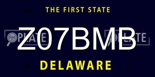 Z07BMB Delaware License Plate