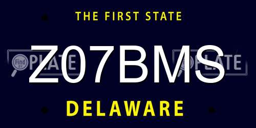 Z07BMS Delaware License Plate