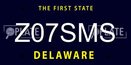 Z07SMS Delaware License Plate