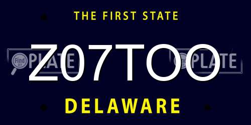 Z07TOO Delaware License Plate