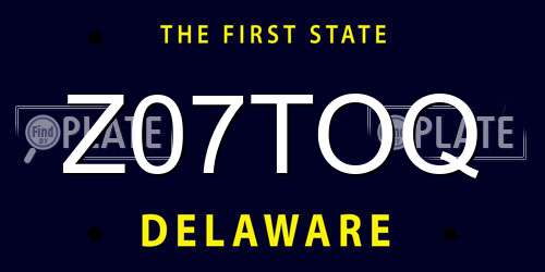 Z07TOQ Delaware License Plate