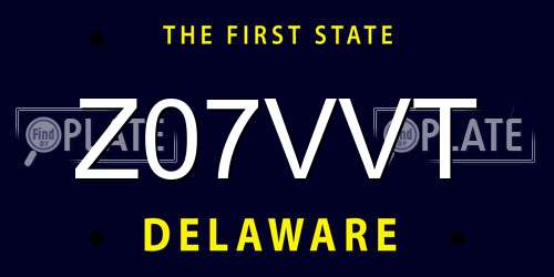 Z07VVT Delaware License Plate