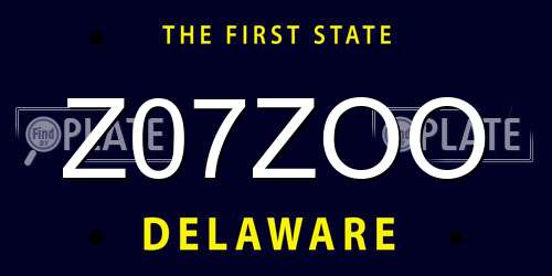 Z07ZOO Delaware License Plate