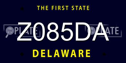 Z085DA Delaware License Plate