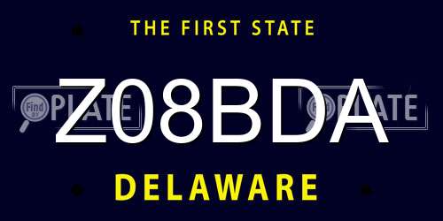 Z08BDA Delaware License Plate
