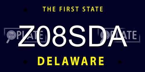 Z08SDA Delaware License Plate