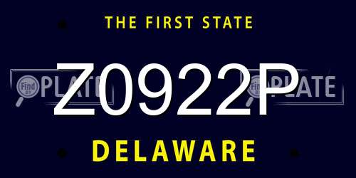 Z0922P Delaware License Plate