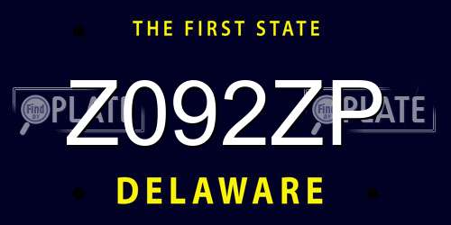 Z092ZP Delaware License Plate