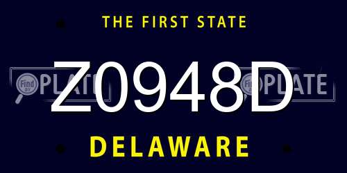 Z0948D Delaware License Plate