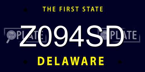 Z094SD Delaware License Plate