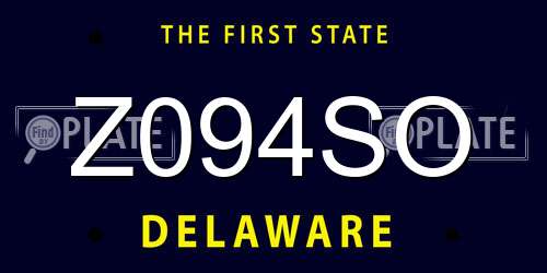 Z094SO Delaware License Plate