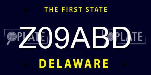 Z09ABD Delaware License Plate