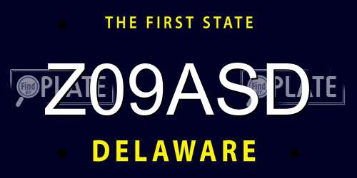 Z09ASD Delaware License Plate