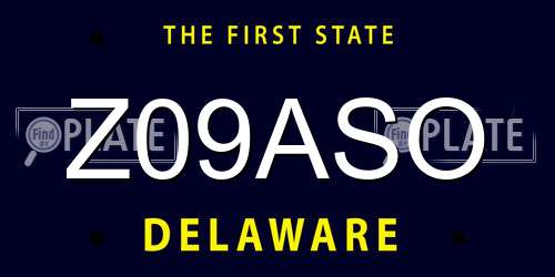 Z09ASO Delaware License Plate