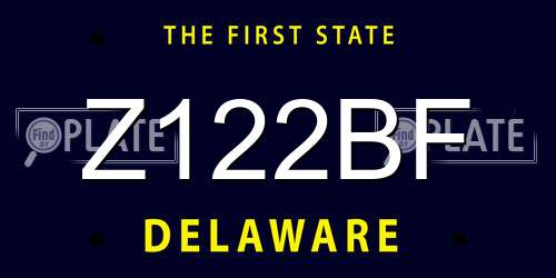 Z122BF Delaware License Plate
