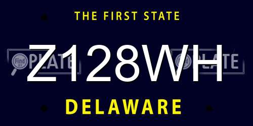 Z128WH Delaware License Plate