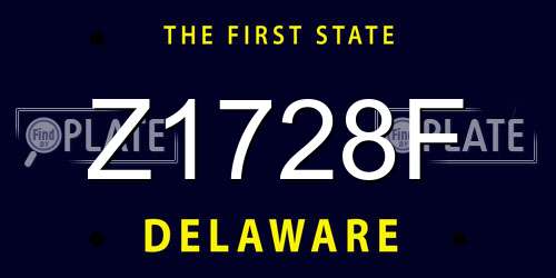 Z1728F Delaware License Plate