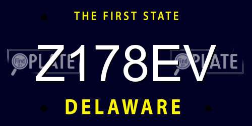 Z178EV Delaware License Plate