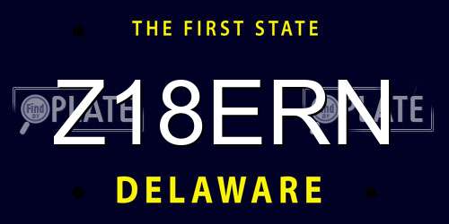 Z18ERN Delaware License Plate