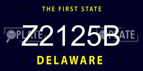 Z2125B Delaware License Plate