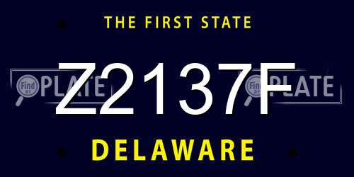 Z2137F Delaware License Plate