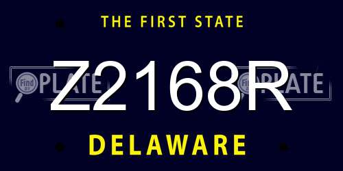 Z2168R Delaware License Plate