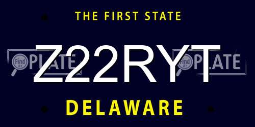 Z22RYT Delaware License Plate