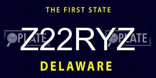Z22RYZ Delaware License Plate