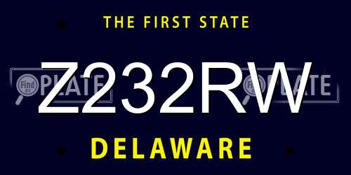 Z232RW Delaware License Plate