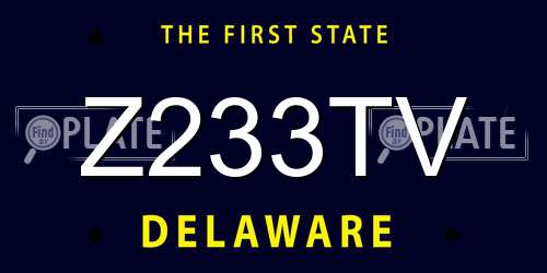 Z233TV Delaware License Plate