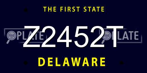 Z2452T Delaware License Plate