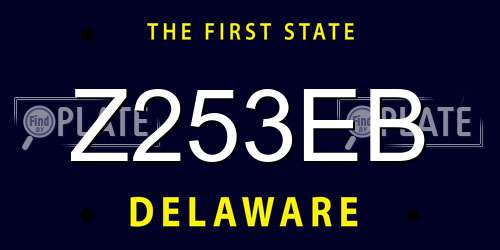 Z253EB Delaware License Plate