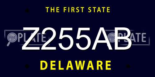 Z255AB Delaware License Plate