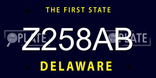Z258AB Delaware License Plate