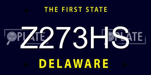 Z273HS Delaware License Plate