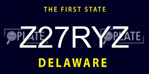 Z27RYZ Delaware License Plate