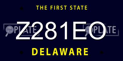 Z281EO Delaware License Plate